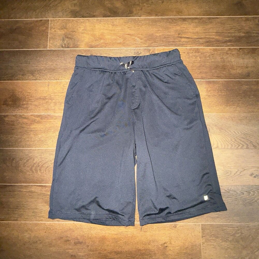 01.ALGO Boys Sz 16 Black Athletic Basketball Shorts Stretch Drawstring